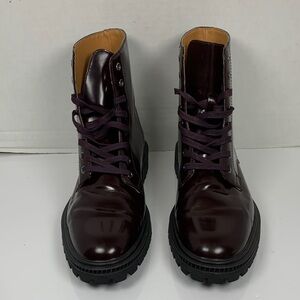Express Mens Burgundy Leather Military Style Boots Mens Size 8